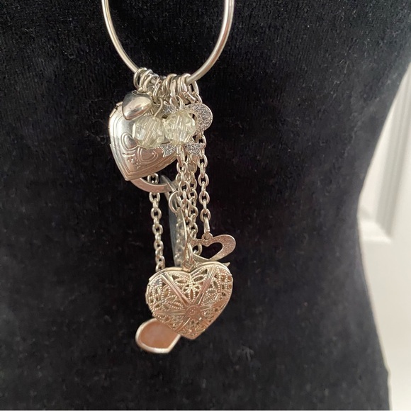 Women’s Silver Charm necklace, two heart lockets to open for pictures 20”length - Picture 2 of 11